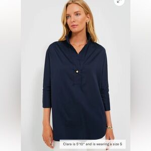 Tuckernuck Navy Willow Oversized Button Down Shirt Blouse Tunic Size XL